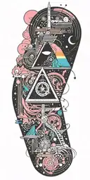 Pink Floyd, subtronics, galaxy, metronome, time tattoo design idea
