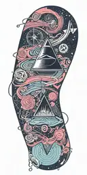 Pink Floyd, subtronics, galaxy, metronome, time tattoo design idea