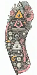 Pink Floyd, subtronics, galaxy, metronome, time tattoo design idea