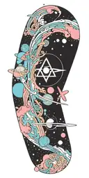 Pink Floyd, galaxies swirling, subtronics, time  tattoo design idea