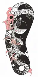 Pink Floyd, galaxies swirling, subtronics, time  tattoo design idea