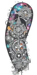 subtronics, galaxy, metronome, time tattoo design idea