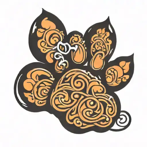 Cat Paw outline with the letter D in the middle   tattoo design idea