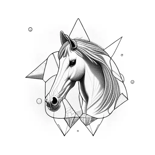diving horse with triangles tattoo design idea