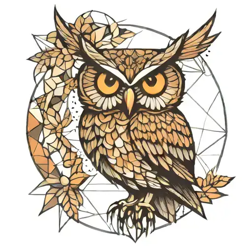 Owl geometric design incorporating tattoo design idea