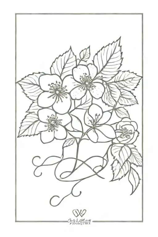 Word Valentin and strawberry vine tattoo design idea