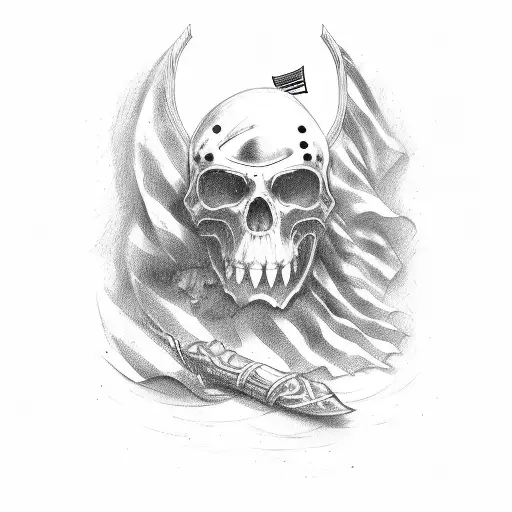 Fallen warrior and American flag tattoo design idea