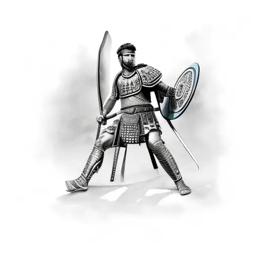 Roman warrior with long sword tattoo design idea