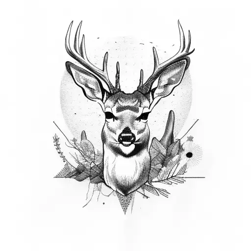 deer, half dead, cross above  tattoo design idea