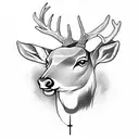 deer, half dead, cross above  tattoo design idea