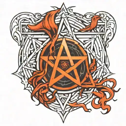 a pentacle surrounded veins tattoo design idea