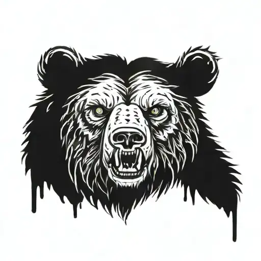 zombie bear head tattoo design idea