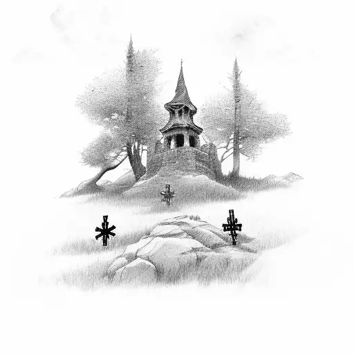 3 crosses on a hill tattoo design idea