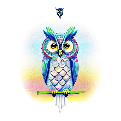 owl with hourglass tattoo design idea