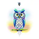 owl with hourglass tattoo design idea