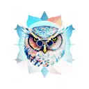 owl with hourglass tattoo design idea