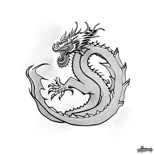 dragon vs basilisk tattoo design idea