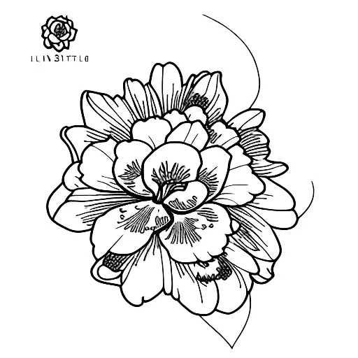 bouqet of flowers consisting of pansy, water lily and carnation tattoo design idea
