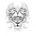 A white lion with wings stood on a high mountain below the sea. tattoo design idea