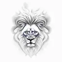 A white lion with wings stood on a high mountain below the sea. tattoo design idea
