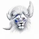 A white lion with wings stood on a high mountain below the sea. tattoo design idea