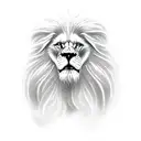 A white lion with wings stood on a high mountain below the sea. tattoo design idea