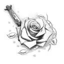 sword with roses and snake tattoo design idea