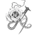sword with roses and snake tattoo design idea