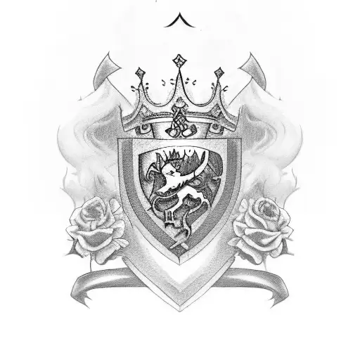 A royal crest with zombie and wine country elements: You could design a tattoo featuring a traditional royal crest with  tattoo design idea