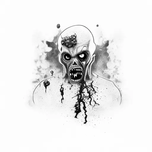 zombie in wine country tattoo design idea