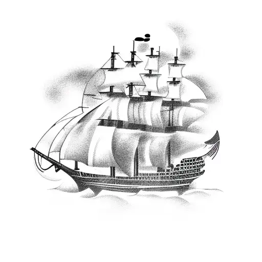 pirate ship in storm tattoo design idea