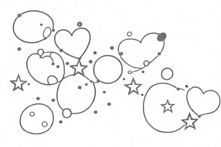 bubbles, stars, and hearts scattered  tattoo design idea