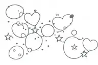 bubbles, stars, and hearts scattered  tattoo design idea