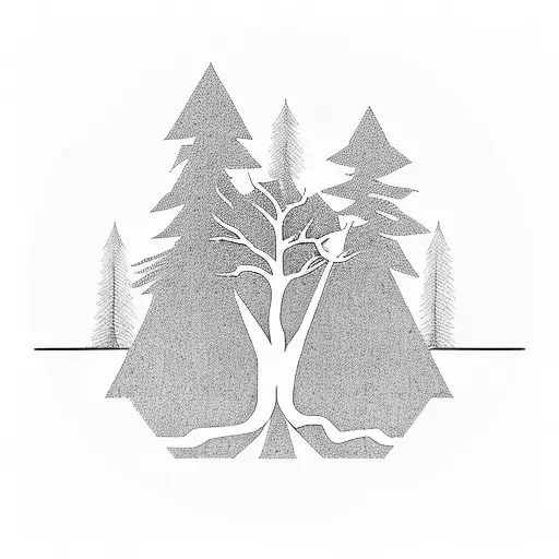 A soccer field with a tree growing in the middle, one half flourishing and the other half decaying, symbolizing the balance between passion and family tattoo design idea