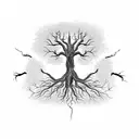 tree half dead half alive tattoo design idea