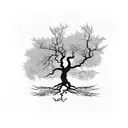 tree half dead half alive tattoo design idea
