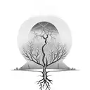 tree half dead half alive tattoo design idea