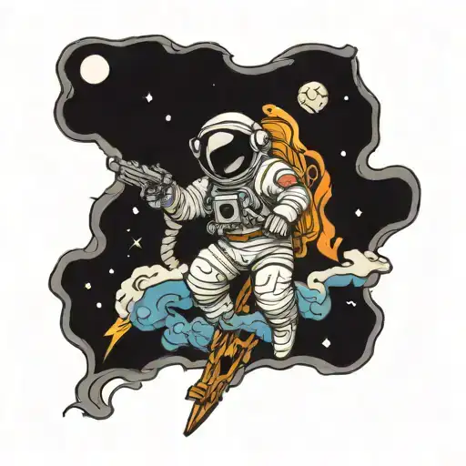 astronaut on a cross  tattoo design idea