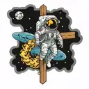 astronaut on a cross  tattoo design idea