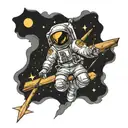 astronaut on a cross  tattoo design idea