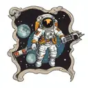 astronaut on a cross  tattoo design idea