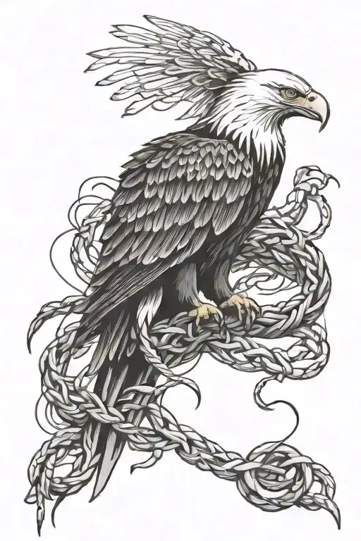 eagle with number 13, catching a snake, barbed wire  tattoo design idea