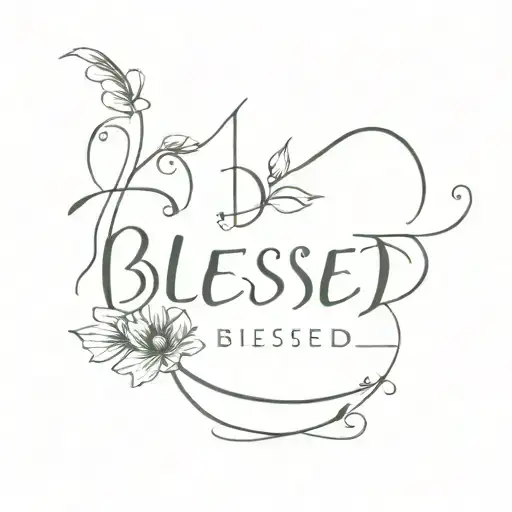 blessed written vertically tattoo design idea