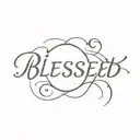 blessed written vertically tattoo design idea