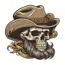 skull cowboy hat beard hand tipping hat tattoo design idea
