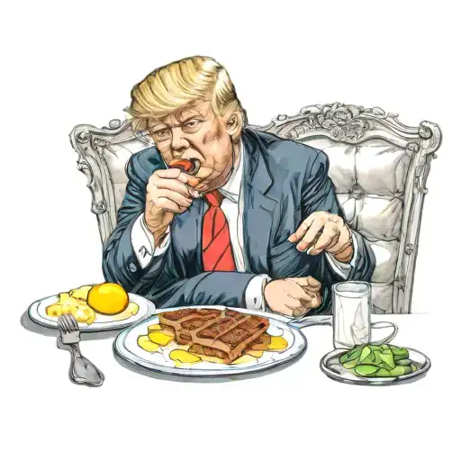 donald trump eating liver cheese rolls with fried eggs tattoo design idea