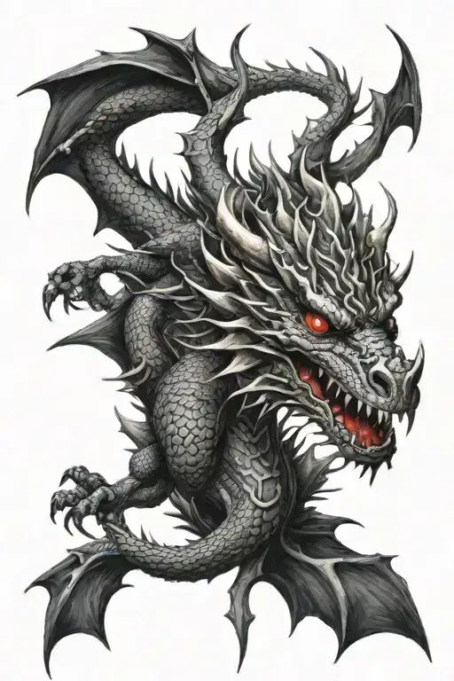 dark, dragon, gothic inspired tattoo tattoo design idea