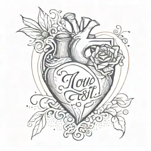 A modern take on a classic heart tattoo, with the words 'no love lost' subtly incorporated into the design tattoo design idea