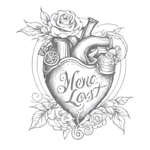 A modern take on a classic heart tattoo, with the words 'no love lost' subtly incorporated into the design tattoo design idea