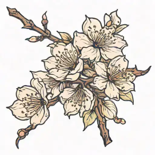 cherry blossom flowers outline tattoo design idea